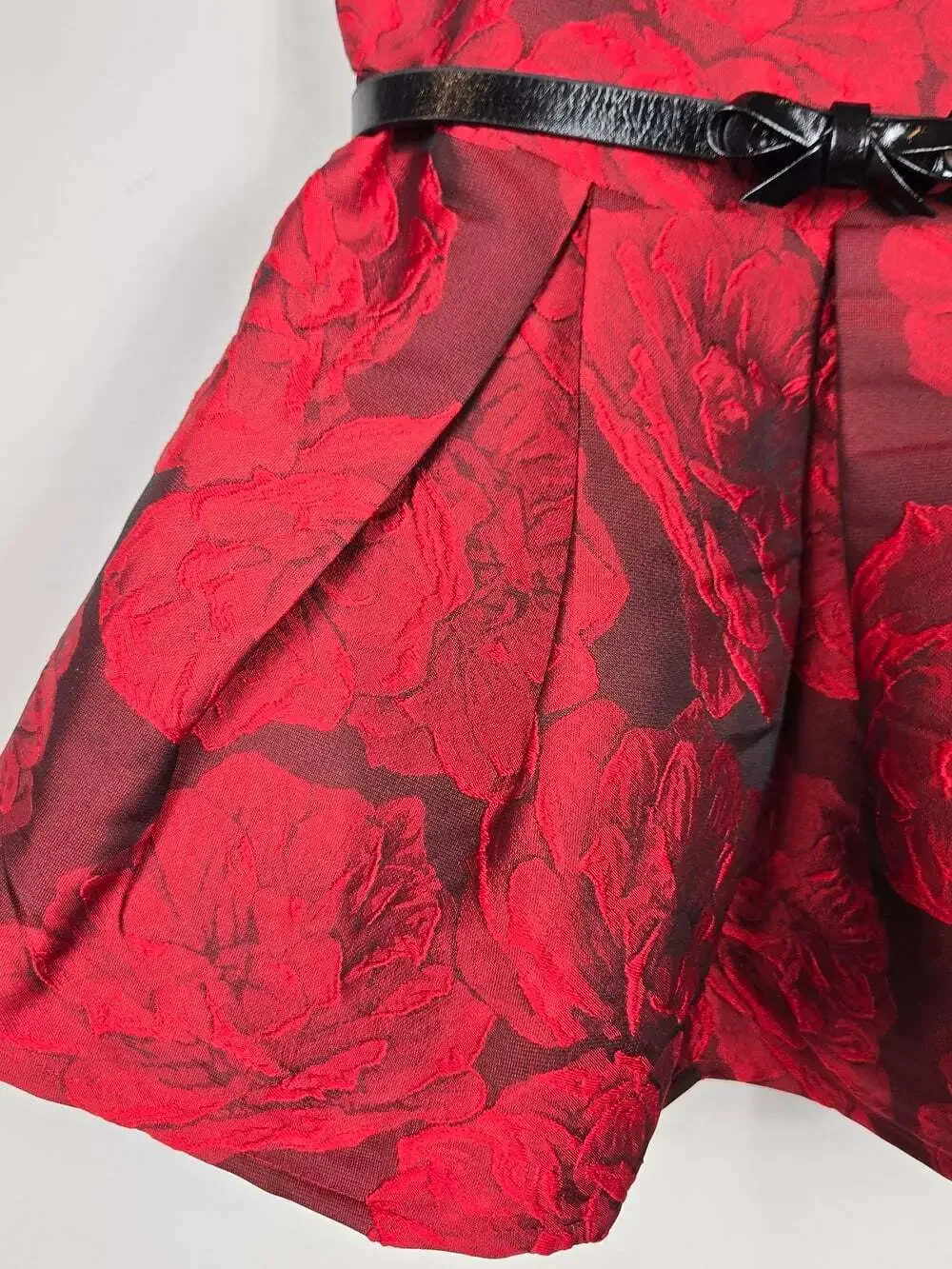 The Children's Place Girls 18-24M Red Rose Brocade Holiday Party Dress Belt
